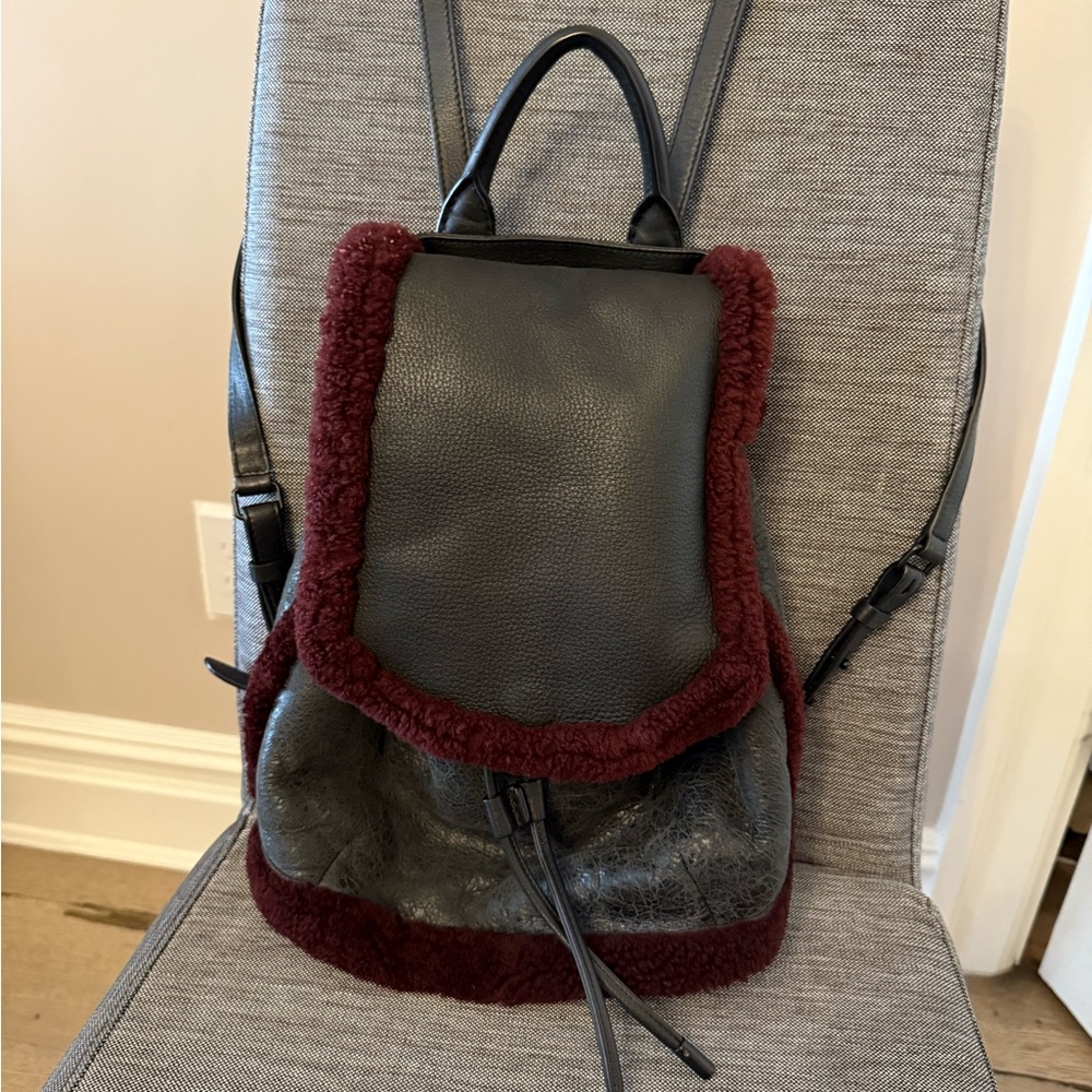 Rag & Bone Black and Burgundy shearling Women's Backpack